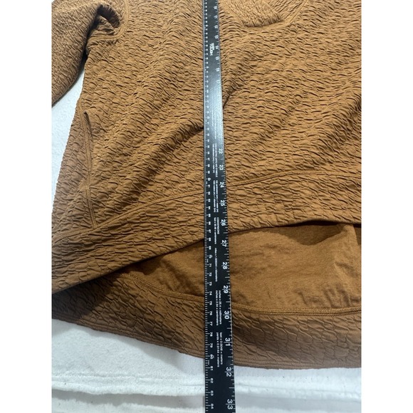 Lululemon Sweater Women 10 Brown Rippled V-Neck Pullover Oversize Relaxed Pocket - Picture 7 of 8